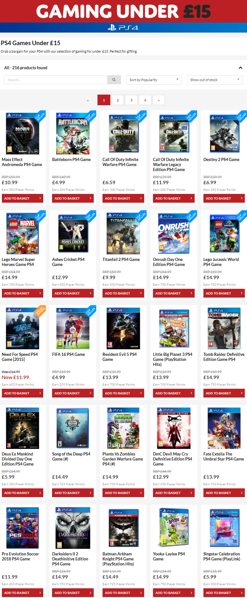 Grab a bargain for your PS4 with the selection of gaming for under £15. Perfect for gifting.