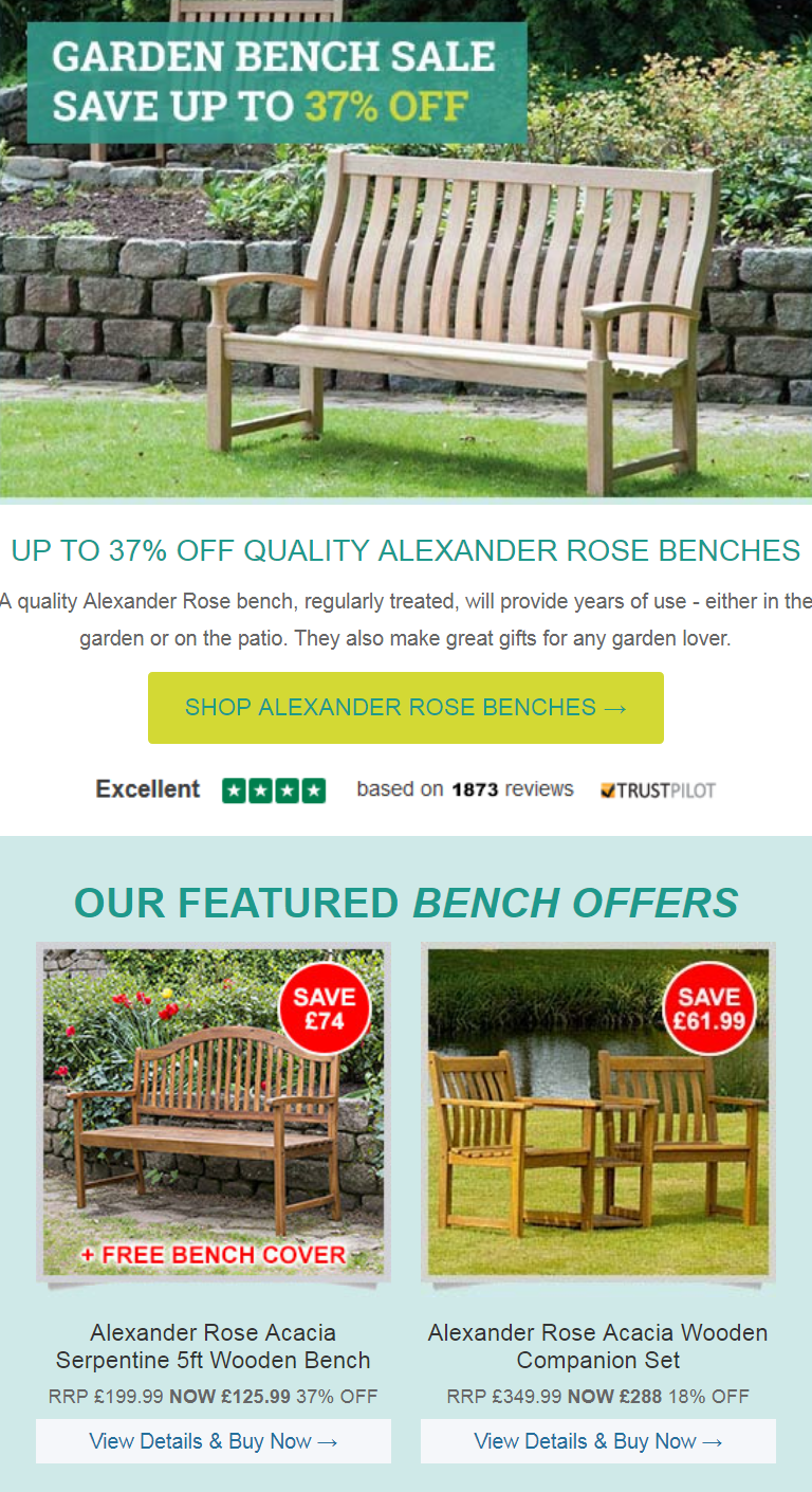 Alexander Rose benches feature both traditional and modern designs and are available in a range of m...
